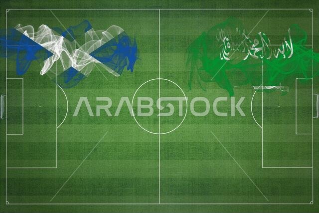 مباراة كرة قدم بين اسكتلندا والسعودية، ألوان العلم الوطني، أعلام الدول، ملعب كرة قدم، مباراة كرة قدم، مفهوم المنافسة، مساحة فارغة مباراة كرة قدم بين اسكتلندا والسعودية، ألوان العلم الوطني، أعلام الدول، ملعب كرة قدم، مباراة كرة قدم، مفهوم المنافسة، مساحة فارغة