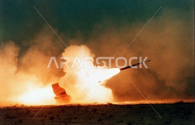 File photo dated 06/02/91 of a Multiple Launch Rocket System, firing in Saudi Desert, by 2nd Field Artillery, during the Gulf war. Issue date: Thursday February 25, 2021.