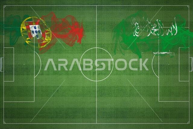 مباراة كرة القدم بين البرتغال والسعودية، ألوان العلم الوطني، أعلام الدول، ملعب كرة قدم، مباراة كرة قدم، مفهوم المنافسة، مساحة فارغة مباراة كرة القدم بين البرتغال والسعودية، ألوان العلم الوطني، أعلام الدول، ملعب كرة قدم، مباراة كرة قدم، مفهوم المنافسة، مساحة فارغة