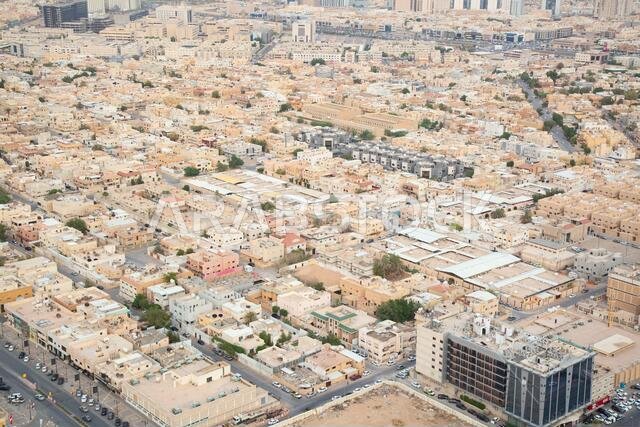 الرياض - 29 فبراير: صورة جوية لوسط مدينة الرياض في 29 فبراير 2016 في الرياض، المملكة العربية السعودية.