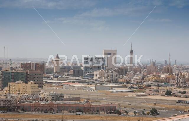 Jeddah, Saudi Arabia, TV Tower, Jeddah Towers, albalad , Landscape, Motorway Road, in March 2020