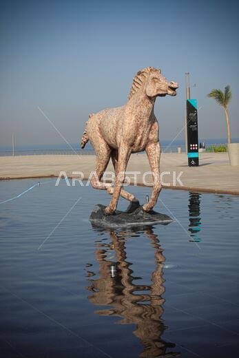 Horse Monument in cornice Jeddah, Saudi Arabia , 2021