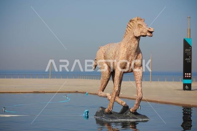 Horse Monument in cornice Jeddah, Saudi Arabia , 2021