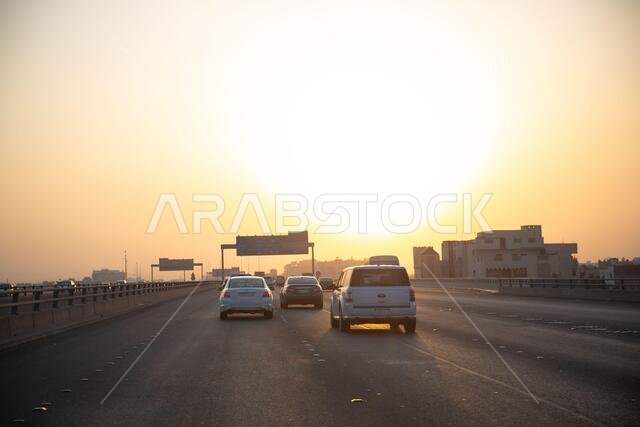 Highway with sunrise