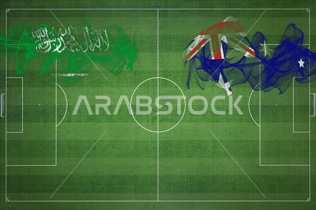 مباراة كرة قدم بين السعودية وأستراليا، ألوان العلم الوطني، أعلام الدول، ملعب كرة قدم، مباراة كرة قدم، مفهوم المنافسة، مساحة فارغة مباراة كرة قدم بين السعودية وأستراليا، ألوان العلم الوطني، أعلام الدول، ملعب كرة قدم، مباراة كرة قدم، مفهوم المنافسة، مساحة فارغة
