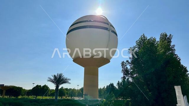 Buraydah city Al-Qassim, Saudi Arabia , 29 April 2024, Buraidah water tower King in Khalid Park
