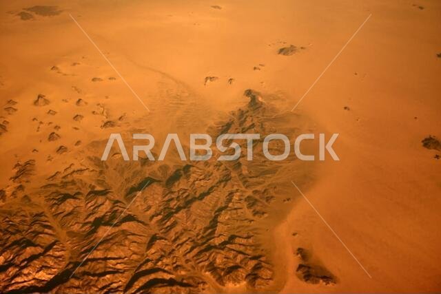 Desert in the south-middle area of Saudi Arabia from the air