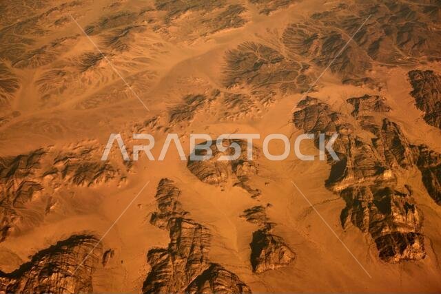 Desert in the south-middle area of Saudi Arabia from the air Desert in the south-middle area of Saudi Arabia from the air