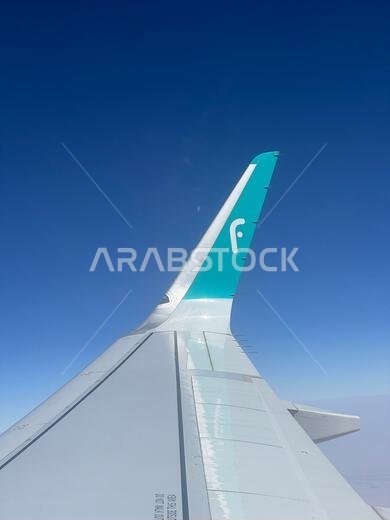الرياض، المملكة العربية السعودية - ١١ مارس ٢٠٢٣: مسافرون على متن رحلة طيران ناس - مفهوم حجز الرحلات الجوية من خارج الموقع