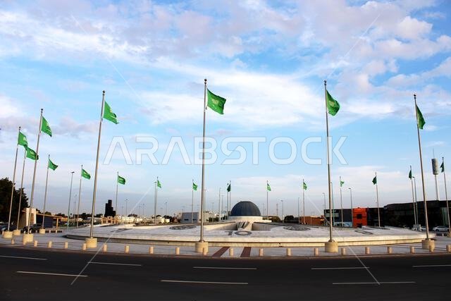Saudi Arabia national flag waving in the sky. Islamic religion flag.