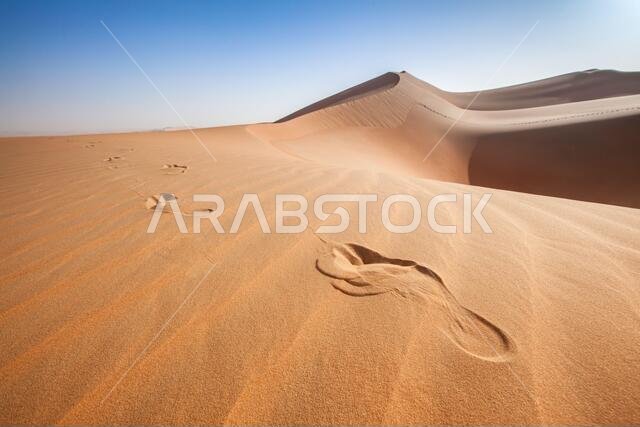 آثار أقدام امرأة في الصحراء العربية