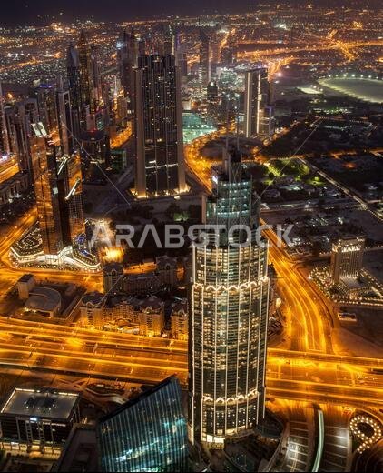 View from Burj Khalifa before sunrise