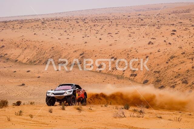 310 القاسمي الشيخ خالد (شمال) وبانسيري كزافييه (فرنسا)، بيجو، بي إتش سبورت، أبوظبي ريسينغ، أوتو، خلال المرحلة السابعة من رالي داكار 2021 بين حائل وسكاكا، في المملكة العربية السعودية بتاريخ 10 يناير 2021 - صورة فلورنت غودن / DPPI / LM