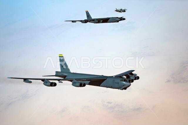 Saudi Arabia, Saudi Arabia. 09th Jan, 2021. U.S. Air Force B-52 Stratofortress strategic bomber aircraft are escorted by U.S. Air Force F-16 Fighting Falcon fighter jets as they fly over Saudi airspace January 7, 2021 in Saudi Arabia. The bomber and escort is a show of force mission as a message to Iran. Credit: Planetpix/Alamy Live News Saudi Arabia, Saudi Arabia. 09th Jan, 2021. U.S. Air Force B-52 Stratofortress strategic bomber aircraft are escorted by U.S. Air Force F-16 Fighting Falcon fighter jets as they fly over Saudi airspace January 7, 2021 in Saudi Arabia. The bomber and escort is a show of force mission as a message to Iran. Credit: Planetpix/Alamy Live News