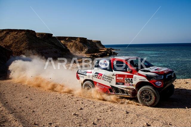 Neom, Saudi Arabia. 12th Jan, 2021. #304 De Villiers Giniel (zaf), Haro Bravo Alex (esp), Toyota, Toyota Gazoo Racing, Auto, action during the 9th stage of the Dakar 2021 between Neom and Neom, in Saudi Arabia on January 12, 2021 - Photo Julien Delfosse/DPPI/LM Credit: Gruppo Editoriale LiveMedia/Alamy Live News