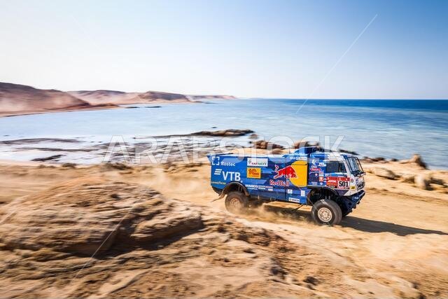 Neom, Saudi Arabia. 12th Jan, 2021. 501 Shibalov Anton (rus), Nikitin Dmitrii (rus), Tatarinov Ivan (rus), Kamaz, Kamaz - Master, Camion, Truck, action during the 9th stage of the Dakar 2021 between Neom and Neom, in Saudi Arabia on January 12, 2021 - Photo Antonin Vincent/DPPI/LM Credit: Gruppo Editoriale LiveMedia/Alamy Live News