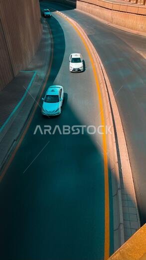 Taxi on road, Jeddah, Saudi Arabia 2020