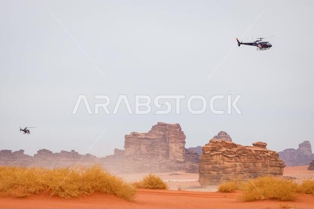 Al Ula, Saudi Arabia. 13th Jan, 2021. landscape, paysage, helico during the 10th stage of the Dakar 2021 between Neom and Al-?Ula, in Saudi Arabia on January 13, 2021 - Photo Frederic Le Floc'h/DPPI/LM Credit: Gruppo Editoriale LiveMedia/Alamy Live News