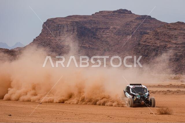 Al Ula, Saudi Arabia. 13th Jan, 2021. 445 Almouri Saeed (sau), Lafuente Sergio (uru), Can-Am, South Racing Can-Am, SSV Series - T4, action during the 10th stage of the Dakar 2021 between Neom and Al-Ula, in Saudi Arabia on January 13, 2021 - Photo Florent Gooden/DPPI/LM Credit: Gruppo Editoriale LiveMedia/Alamy Live News