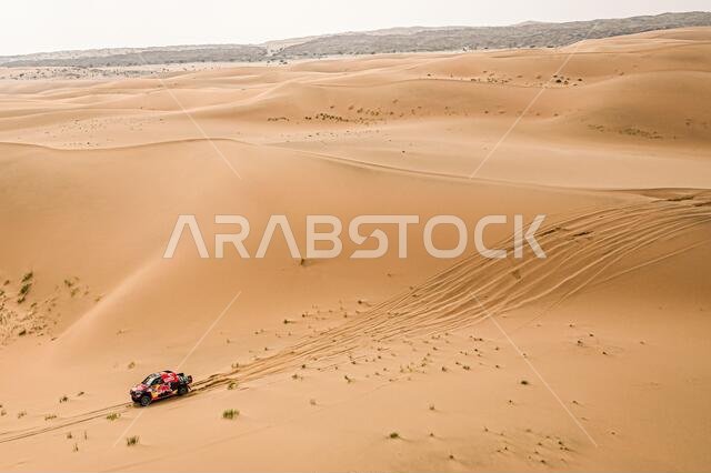 ينبع، المملكة العربية السعودية. ١٤ يناير ٢٠٢١. #٣٠٧ برزيغونسكي جاكوب (بولندي)، غوتشالك تيمو (ألماني)، تويوتا، أوفر درايف تويوتا، سيارة، خلال المرحلة الحادية عشرة من رالي داكار ٢٠٢١ بين العلا وينبع، في المملكة العربية السعودية بتاريخ ١٤ يناير ٢٠٢١ - صورة إريك فارغيولو / DPPI / LM. حقوق الصورة: Gruppo Editoriale LiveMedia/Alamy Live News