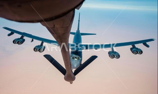 Persian Gulf, Saudi Arabia. 27th Jan, 2021. A U.S. Air Force B-52 Stratofortress strategic bomber from the 2nd Bomb Wing prepares to refuel from a KC-135 Stratotanker during a short-duration deployment to the middle east January 27, 202 over the Persian Gulf. Credit: Planetpix/Alamy Live News