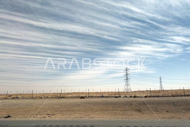 Big Transmission Electrical Post in Desert.