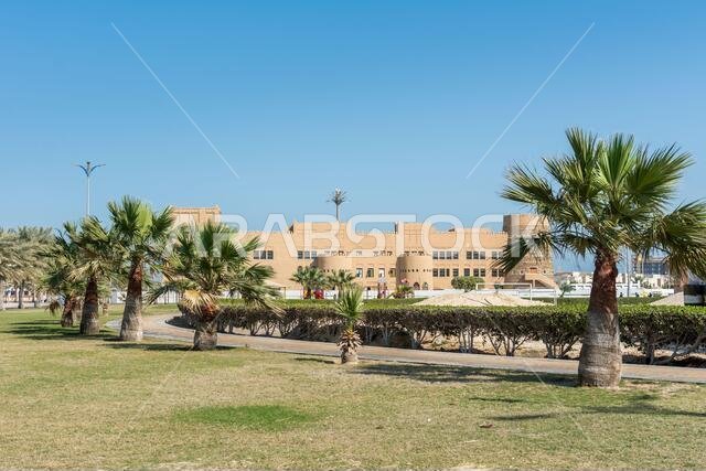 A clay castle building at the corniche park in Dammam, Sudi Arabia