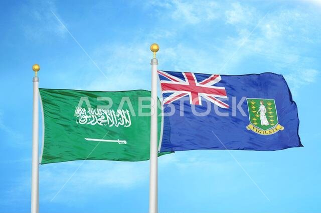 المملكة العربية السعودية وجزر العذراء، علمان بريطانيان على سارية العلم المملكة العربية السعودية وجزر العذراء، علمان بريطانيان على سارية العلم