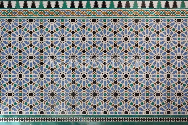 Moorish Islamic geometric patterns inside palace