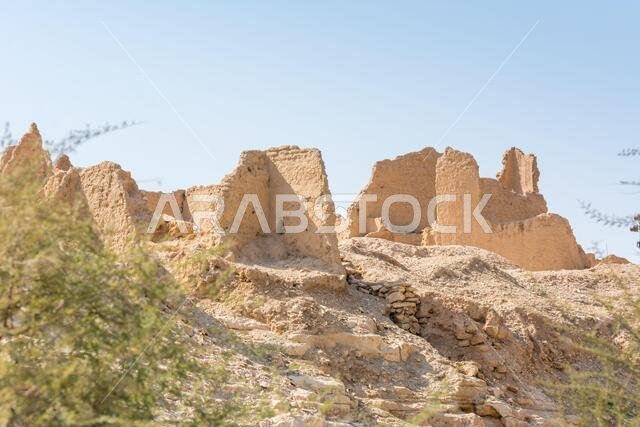Historic buildings in Dariyah clay castle, also as Dereyeh and Dariyya, a town in Riyadh, Saudi Arabia, original home of the Saudi royal family, the c