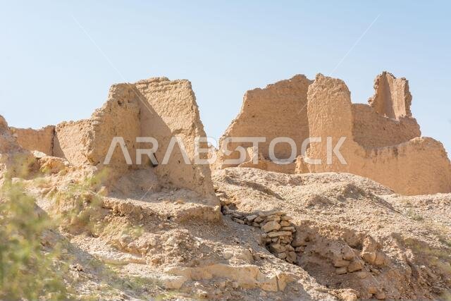Historic buildings in Dariyah clay castle, also as Dereyeh and Dariyya, a town in Riyadh, Saudi Arabia, original home of the Saudi royal family, the c