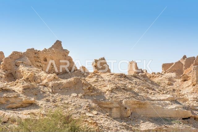 Historic buildings in Dariyah clay castle, also as Dereyeh and Dariyya, a town in Riyadh, Saudi Arabia, original home of the Saudi royal family, the c