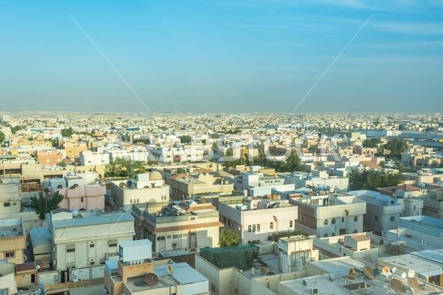 Aerial view of Riyadh with buildings and skylines in the downtown of Riyadh, Saudi Arabia
