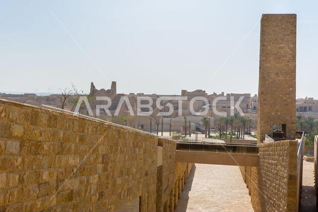 Historic buildings in Dariyah clay castle, also as Dereyeh and Dariyya, a town in Riyadh, Saudi Arabia, original home of the Saudi royal family