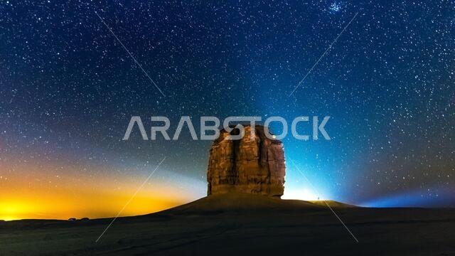 Devil thumb or Judah thumb near Riyadh Desert. Night photograhy.Saudi Arabia.