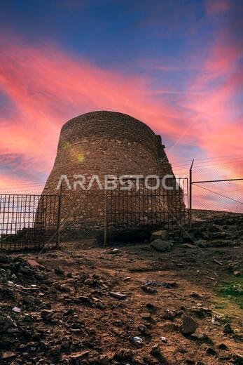 Tarout Castle, Qatif, Saudi Arabia in red sky background