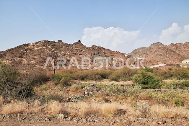 طبيعة جبال الحجاز بالقرب من مدينة الطائف في منطقة مكة المكرمة بالمملكة العربية السعودية