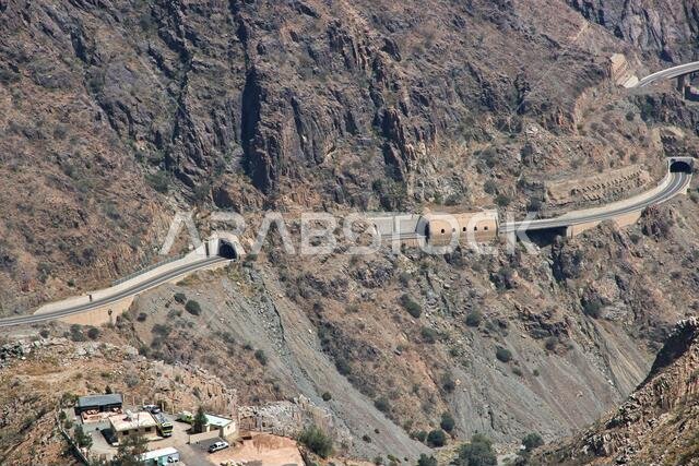 طبيعة جبال الحجاز بالقرب من مدينة الطائف في منطقة مكة المكرمة بالمملكة العربية السعودية