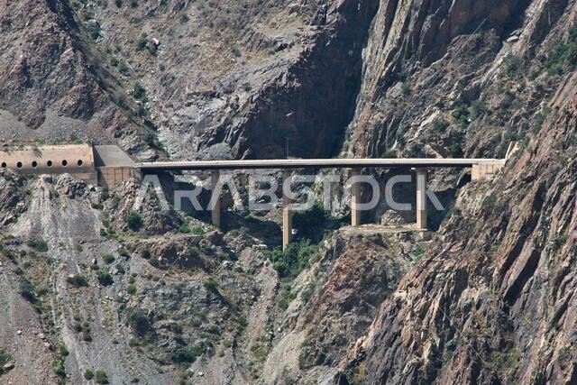 The road of Hejaz Mountains close Taif city in Makkah Province Saudi Arabia