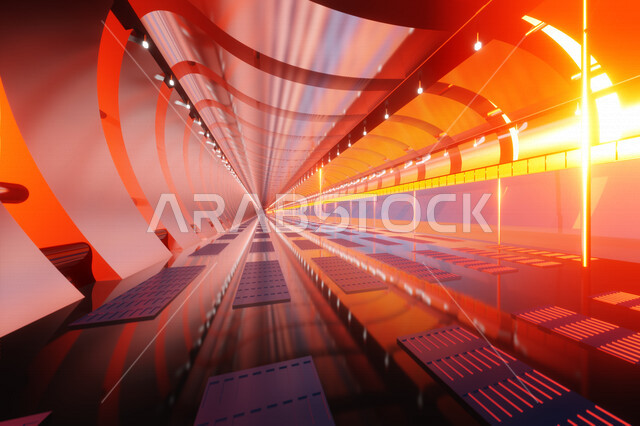 خلفيه لنفق بتصميم عصري حديث, الخيال المستقبلي, نفق التكنولوجيا, الفن الهندسي المعماري المميز , خلفيات