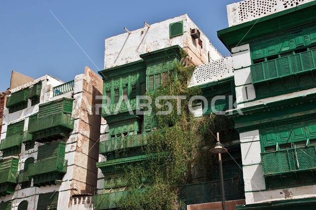 The vintage balcony in Al-balad district, Jeddah, Saudi Arabia