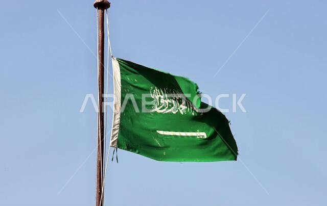 The national flag in Al-balad district, Jeddah, Saudi Arabia