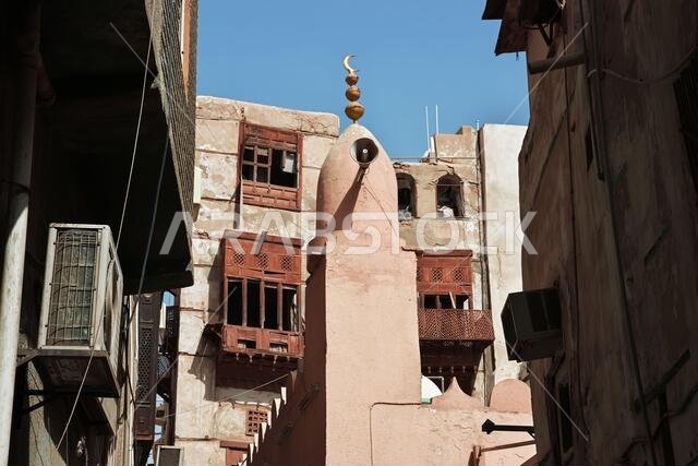 The vintage balcony in Al-balad district, Jeddah, Saudi Arabia