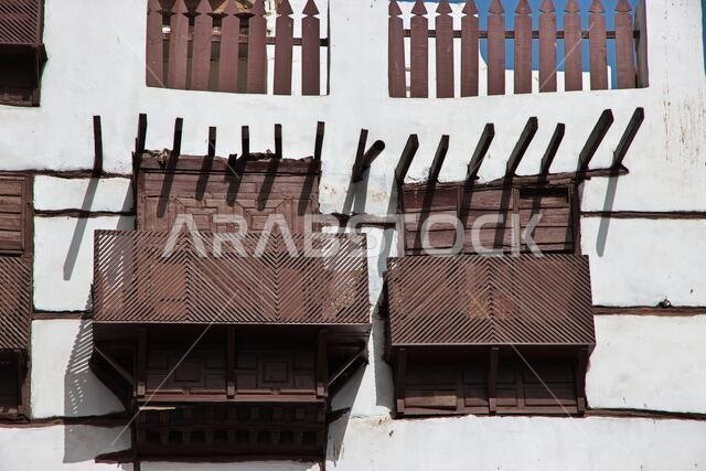 The vintage balcony in Al-balad district, Jeddah, Saudi Arabia