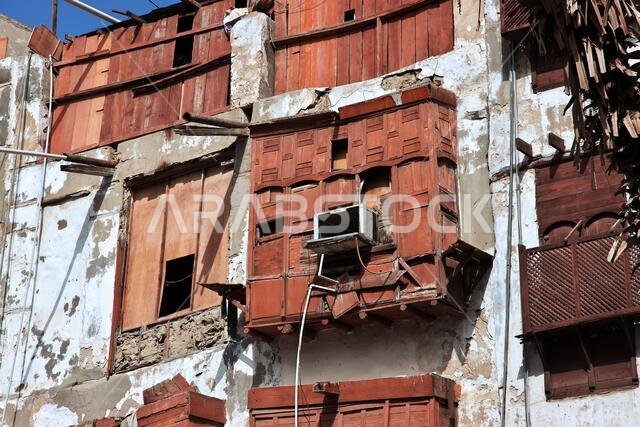 The vintage balcony in Al-balad district, Jeddah, Saudi Arabia