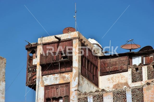 The vintage balcony in Al-balad district, Jeddah, Saudi Arabia