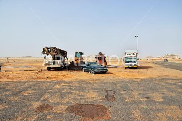 The vintage car in the desert, Saudi Arabia