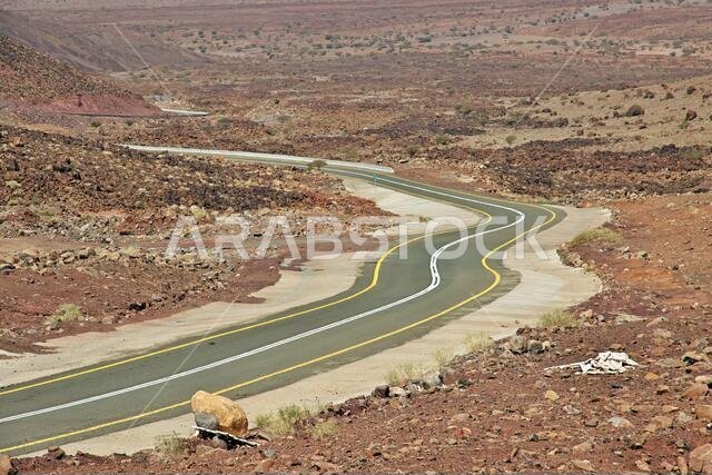 The road in Al Shaq Great Canyon, Saudi Arabia