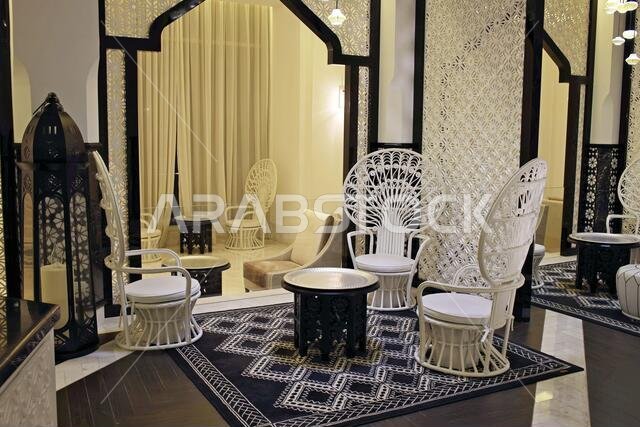Dubai, United Arab Emirates - July 31, 2020: Oriental-style furniture is sold in the showrooms of an art mall in the emirate of Fujairah