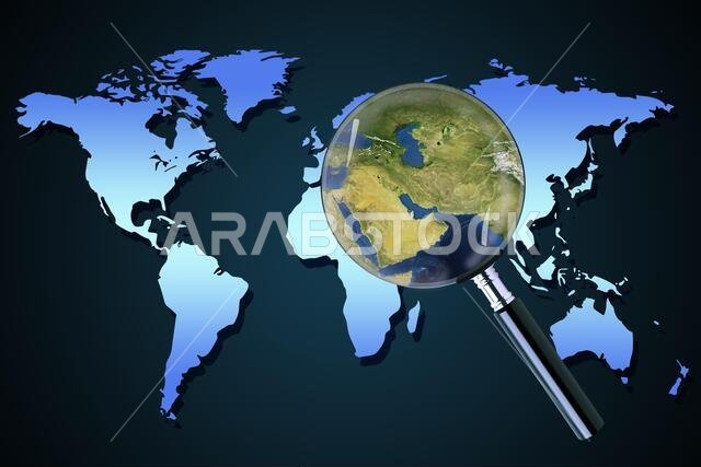 Planet earth middle eastern crisis with political issues of the persian gulf and crude oil with countries as Iran Israel Libya Kuwait Syria focused wi